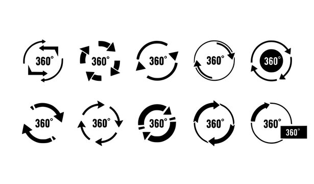 360 Panorama Rotate Arrow Circle Icon Collection