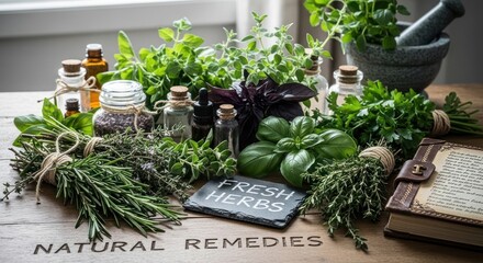 Herbal Remedies and Natural Medicine Display.