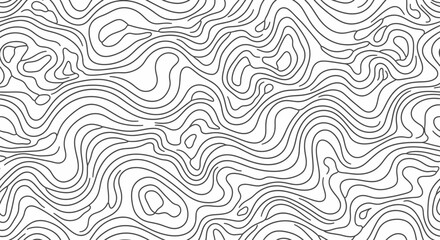 Abstract Topographic Contour Map Line Art Pattern, isolated white background