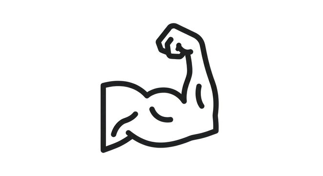 Bicep muscle outline icon, strength and fitness concept, workout, bodybuilding.