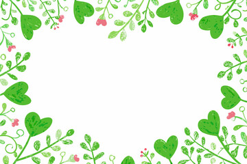 A vibrant green and pink floral frame encircles a white empty central space