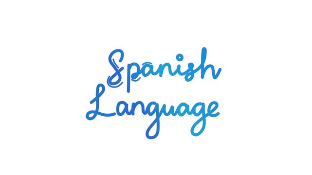 spanish language One line continuous animated typography intro outro animation video, hand drawn calligraphy lettering monoline vintage text on background, handwriting blue type on white backdrop bg b