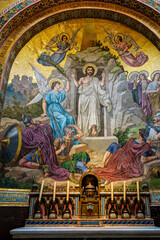 Fototapeta premium Interior of the Basilica in the Sanctuary of Lourdes, France. Mayor pilgrimage spot for Catholics