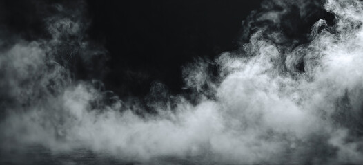 Fototapeta premium Dark background with swirling smoke and fog creating a mysterious atmosphere at night