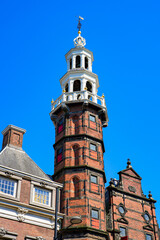 The iconic hexagonal tower of the Old City Hall in The Hague (Den Haag), South Holland, The Netherlands