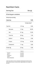 Nutrition Facts Label JPEG File for Food Packaging, Dietary Information and Product Nutrition Design