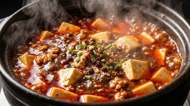 Spicy Mapo Tofu in clay pot(土鍋で煮立つ激辛麻婆豆腐)