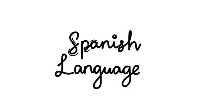spanish language One line continuous animated typography intro outro animation video, hand drawn calligraphy lettering monoline vintage text on background, handwriting black type on white backdrop bg 