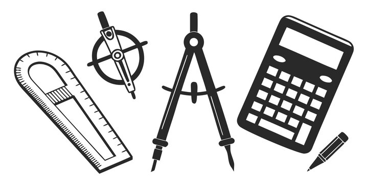 A collection of various mathematical and scientific tools and instruments Vector
