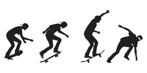 A sequence of a person performing a trick on a skateboard in mid-air Vector © nalu