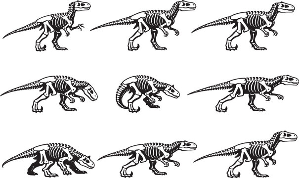 Utahraptor Skeleton Line Art Bundle