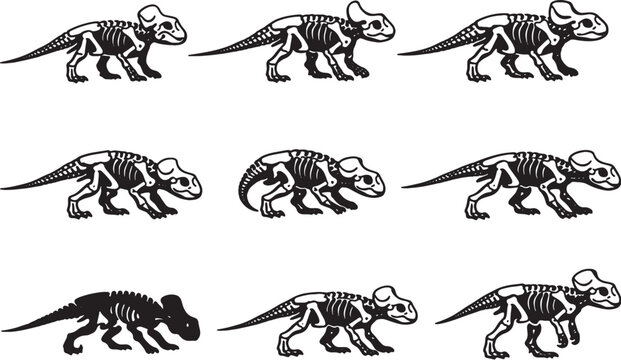 Protoceratops Skeleton Line Art Bundle