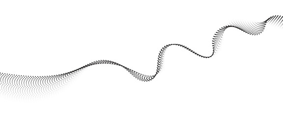 Flowing Dot Wave halftone gradient pattern on transparent background