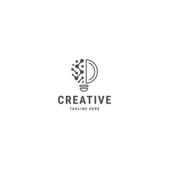 Fototapeta premium Bulb technology logo design template flat vector