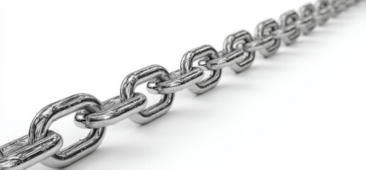 Obraz premium Chain Link: A close-up shot of a metallic chain link that signifies strength, security, and connection, stretching diagonally across the frame and glistening.