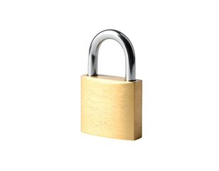 Naklejka premium Metal lock with silver shackle and brass body