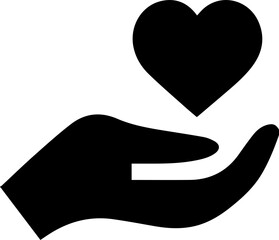 Heart over hand silhouette style icon.eps
