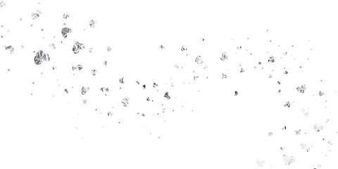 A wave of hearts. Festive background with gold glitter and confetti PNG. Silver Foil splatter glitter. For Wedding greeting card and invitation. Luxury Background design. Silver Hearts Frame.