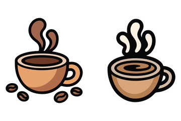 Obraz premium Hot coffee cup cartoon icon cute beverage illustration