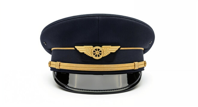 Train conductor hat isolated on white &ndash; symbol of authority and railway tradition
