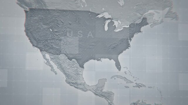 Animated map of the United States. Detailed 4K animation for news, business, education, and travel projects.
