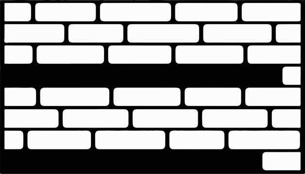 A minimalist black and white abstract design resembling a brick wall