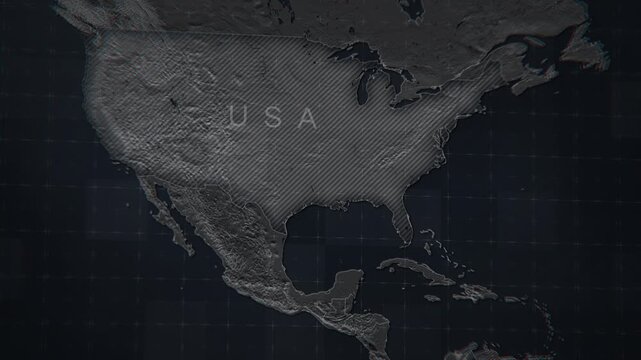 Animated map of the United States. Detailed 4K animation for news, business, education, and travel projects.