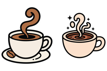 Obraz premium Hot coffee cup cartoon icon cute beverage illustration