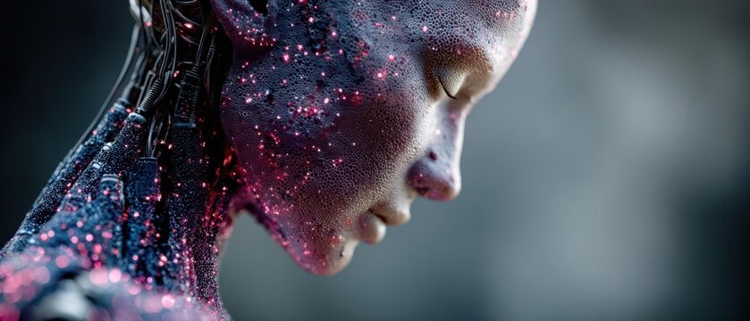 Ai-driven business strategy evolution digital environment data visualization electric blue and violet glow