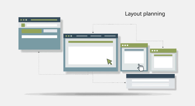 Designing website layouts with wireframes and mockups on a digital canvas from a top-down viewpoint