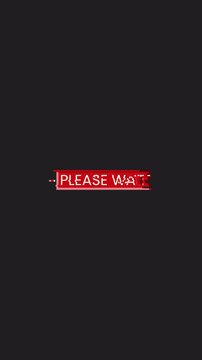 Vertical screen Please wait text animation glitch red shape alpha channels, 4k video