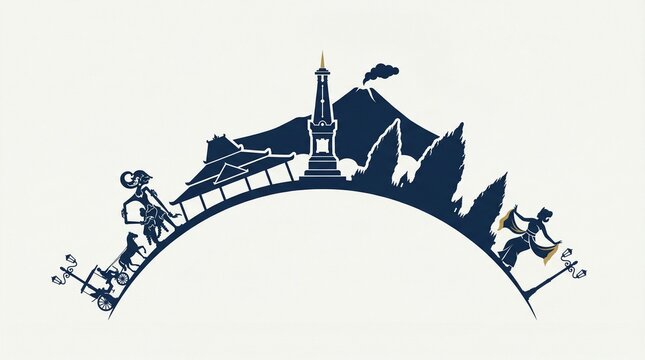 Yogyakarta Indonesia City Silhouette Skyline Illustration