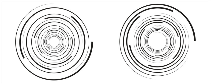 Abstract rotated black lines in circle form. Geometric art. Monochrome background. Design element for frame, web, logo, prints, template, presentation end textile pattern
