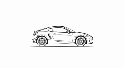 Fototapeta premium A minimalist line drawing of a sleek, modern sports car viewed from the side