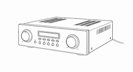 Obraz premium A line drawing of a stereo receiver with two knobs and a display