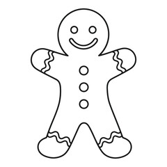 Obraz premium A black line drawing of a smiling gingerbread man