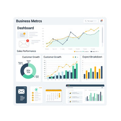 Business Dashboard with Charts, Graphs, and Analytics for Data Visualization and Strategy