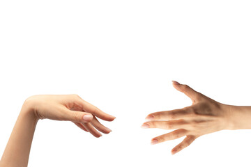 Woman hand isolated on a white background.