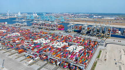 Aerial from industry in the harbor from Rotterdam in the Netherlands © Nataraj