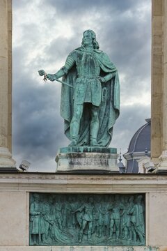 Heroes' Square, Hungarian leader Statue in the Millenium Monument, Budapest, Hungary