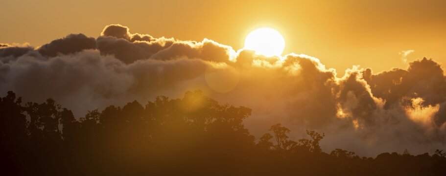 Evening mood, clouds over cloud forest, mountain rainforest, Parque Nacional Los Quetzales, Costa Rica