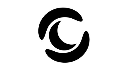 Obraz premium Abstract Black Crescent Moon Symbol Design.