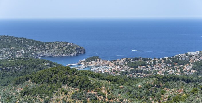 Coastal town of Port de S&oacute;ller, Majorca, Balearic Islands, Spain