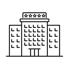 Five Star Hotel Building Outline Icon. Luxury Hospitality Building, Premium Accommodation Linear Vector Editable Stroke 