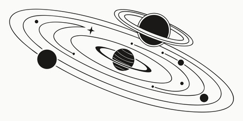 A detailed illustration of the solar system with planets orbiting the sun Vector © Sa
