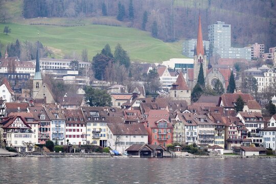 Lower Old Town with Saint Michael Church, Zug, Canton Zug, Switzerland