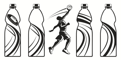 A man jumping between two bottles in a sequence of motion Vector © Sa