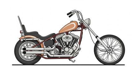 Classic Bobber Motorcycle Side View. © HENI