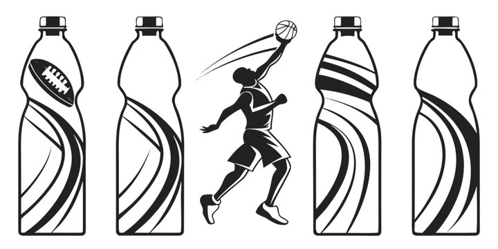 A man jumping between two bottles in a sequence of motion Vector