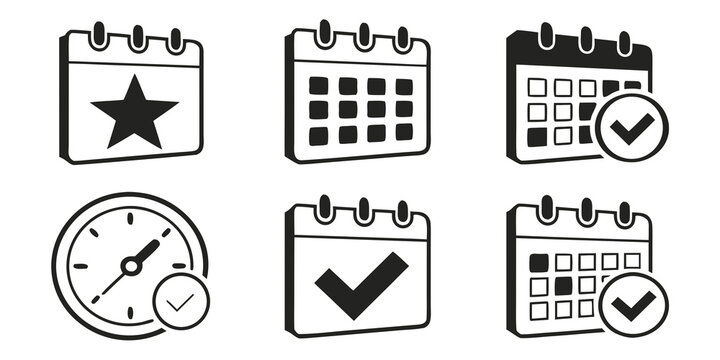 Icons representing various scheduling and task management activities. Vector